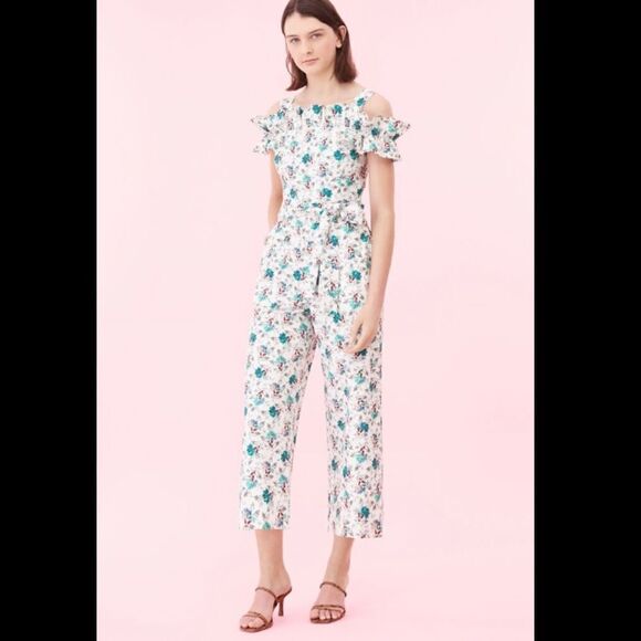 Rebecca Taylor Floral Jumpsuit Off Shoulder 6